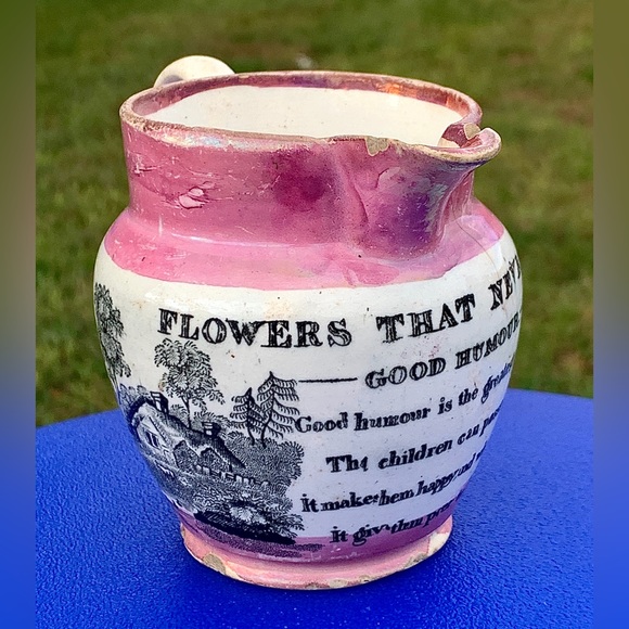 Circa 1805 Pink Lustre Sunderland GOOD HUMOUR Creamer Jug Pitcher - Picture 2 of 16